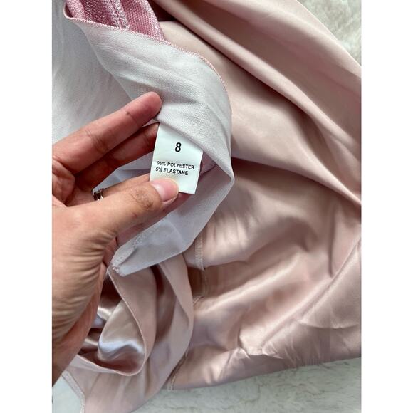Faeriesty Pink Glitter One-Shoulder Satin Maxi Gown | Size S | New Without Tags - Picture 3 of 8